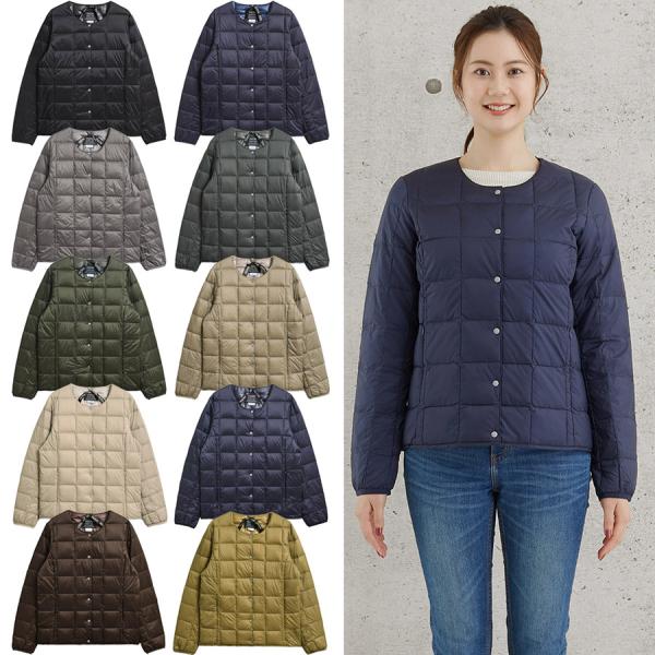 タイオン インナーダウンジャケット W104 Taion クルーネックボタン インナー ダウンジャケット Crew Neck Button Down Jkt