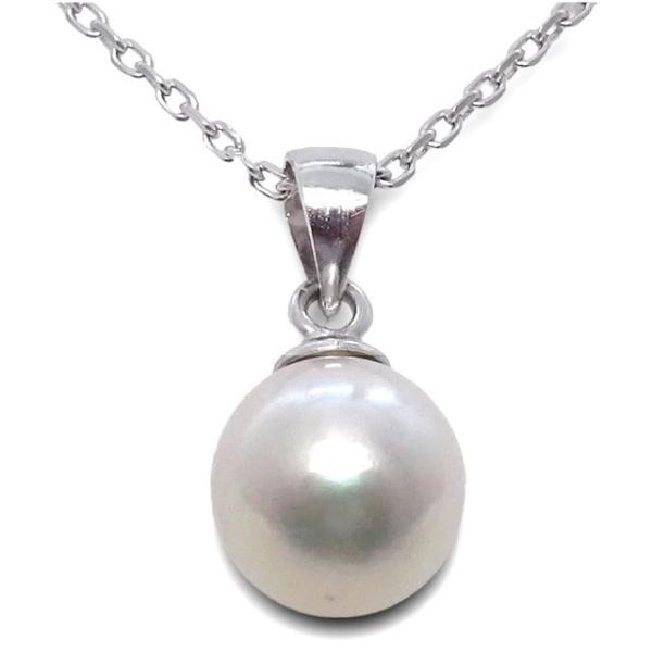 アコヤ本真珠ペンダントネックレス約8.0mm 巻き厚・照り光沢 SILVER925 