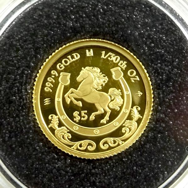 HO3000◆金貨材質：K24 999.9 GOLD 午年（馬蹄）ホースシューcoin 1/30オンスNz$5 12mm Five DOLLARS◆裏面：CHARLES3 COOK ISLANDS 2026◆サイズ：直径:約12mm◆発行年...