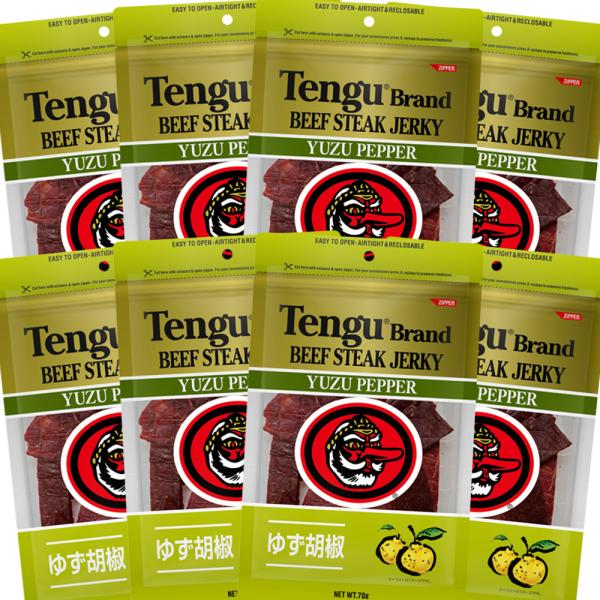 テング ビーフジャーキー 柚子胡椒 70g×8袋  送料無料 おつまみ 天狗