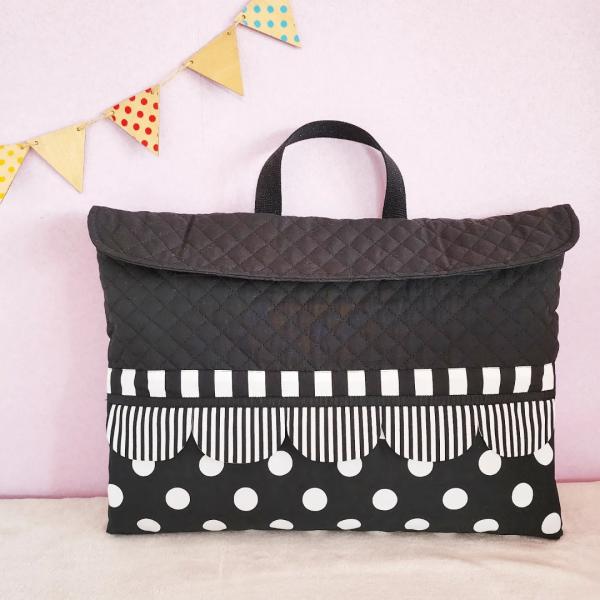 スカラップの防災頭巾カバー(背もたれタイプ) black 受注制作 サイズ 