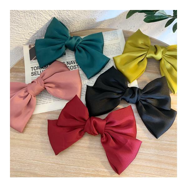 バレッタ　シンプルサテンリボンバレッタ　全９色　かわいい　りぼん　入学式　卒業式　発表会　大き目　ヘアアレンジ　プレゼント　キッズ