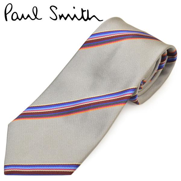 ネクタイ ポールスミス メンズ Paul Smith マルチストライプ柄シルクネクタイ(サイズ剣幅8cm)eps20w035 ALU13-70  シルバーグレー