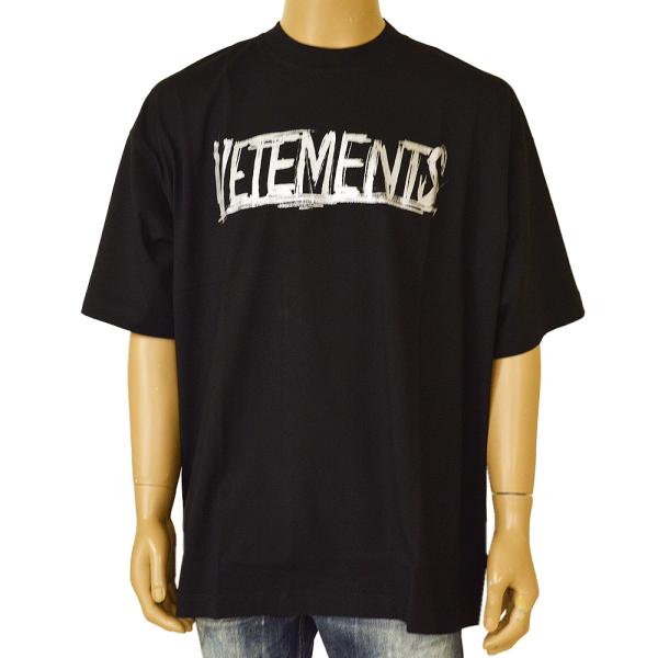 VETEMENTS ヴェトモン Tシャツ 半袖 ロゴ ivn22s012 UE52TR270S BLACK/SILVER ブラック/シルバー