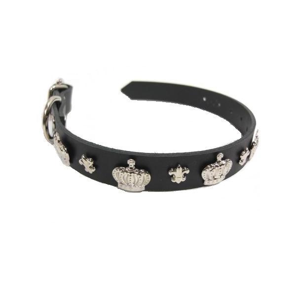 王冠 ユリモチーフチャーム付き首輪 2cm幅 : 犬の服 首輪 犬のリードの