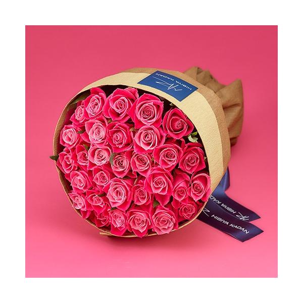 日比谷花壇 30本のピンクバラの花束「アニバーサリーローズ」 ピンク 記念日 ギフト  結婚記念日 結婚祝い