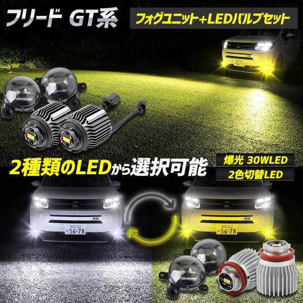 フリード GT系 専用 フォグランプユニット + LEDバルブ [30Wホワイト/イエロー or 2色切替]セット AIR エアー パーツ ホンダ