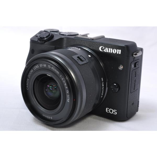 キヤノン Canon ミラーレス一眼 EOS M3 レンズキット ブラック EF-M15-45mm F3.5-6.3 IS STM SDカード付き 中古