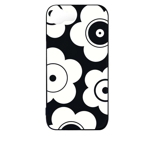 iPhone16e アイフォン16e ブラック ハードケース t026 花柄 マリメッコ風 レトロ フラワー