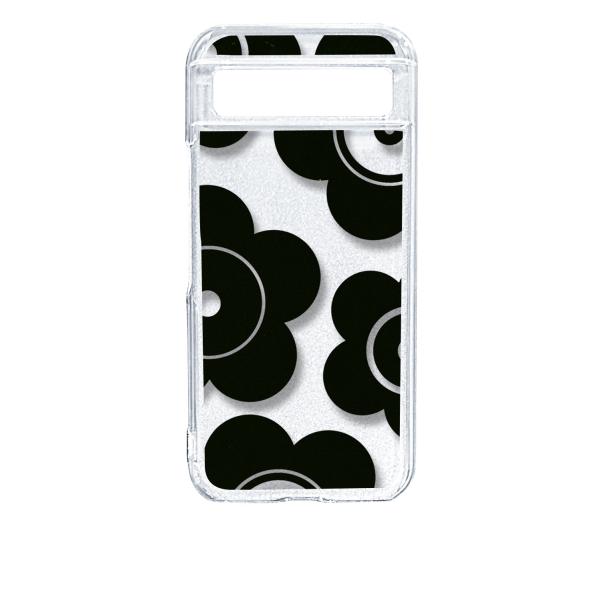 Google Pixel 8a ピクセル8a クリア ハードケース t026-ブラック 花柄