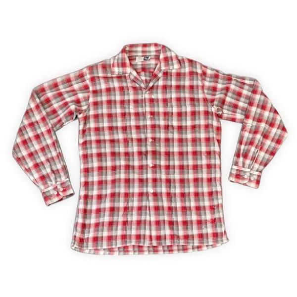 60s？penneys TOWNCRAFT 開襟シャツ 古着 60s 日本製 Towncraft Penneys ブラック シャドー チェック 開襟