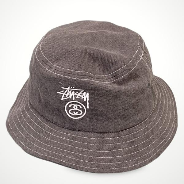 STUSSY ステューシー バケット ハット ロゴ刺繍 キャンバス