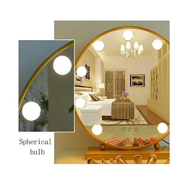 Ledライトメイクアップミラー三色光源の明るさを自由に調整するラウンドhdフィルライトライトミラー Purrworld Com