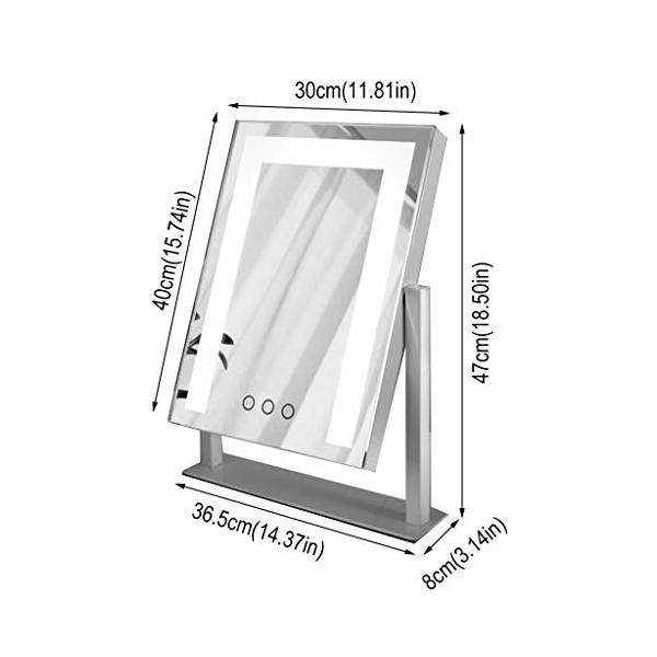 スタンド付き化粧鏡 回転360 Hdシルバーミラー調光対応寝室 ドレッシングテーブルに最適 Color White Pymr Go Th