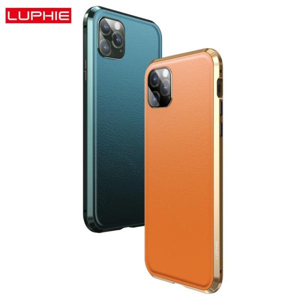 luphie 正規品 iphone11 ケース  全面保護  iphone11pro ケース iphone11promax ケース アルミバンパー  皮製  マグネット磁石  両面9H強化ガラス