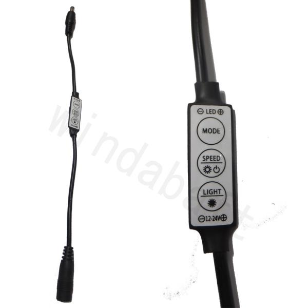 人気 LEDテープ　コントローラー DCケーブル 黒 (外径5.5mm-内径2.1mm) 単色LEDテープのON/OFFや明るさ調節、点灯パターンのコントロールが可能