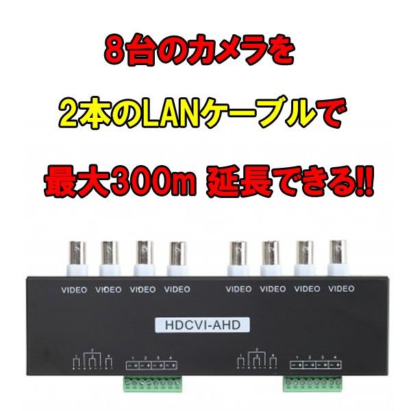 HD hƃJp 8ch Xvb^[ BNCڑ AHD/HD-CVI/TVI/CVBS Ή Balun LANP[u2{8̃Jfő300młϊ@