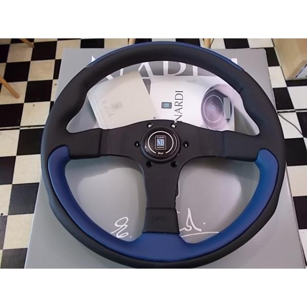 NARDI(ナルディ) ブラック/ブルーレザー350mm ステアリング N810 NARDI ナルディ Leader リーダー N810 ブラック/ブルーレザー
