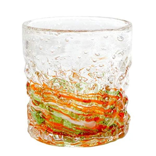 ロックグラス 琉球 ガラス グラス ほたる石 蛍入り (ホタル珊瑚グラス) オレンジ