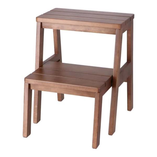 コーナンオリジナル LIFELEX ライフレックス 2段ラバーステップ ブラウン 約370×450×450mm / 約５ｋｇ 耐荷重：100kg ラバーウッド（ラッカー塗装）