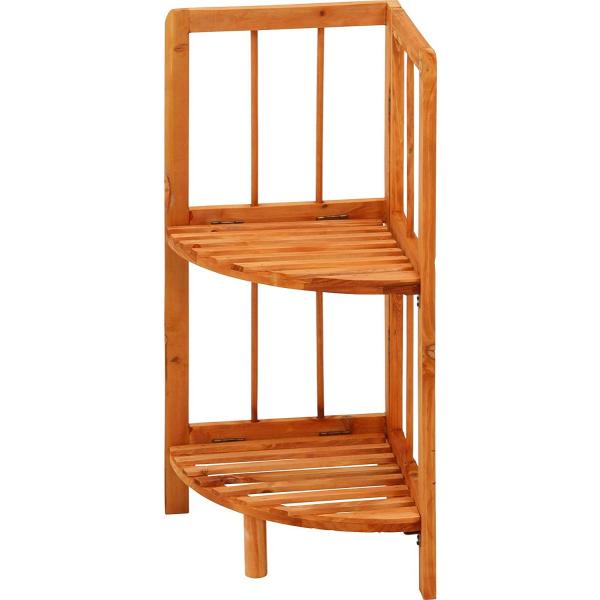 不二貿易（Fuji Boeki） コーナーラック 2段 高さ60cm ブラウン 天然木