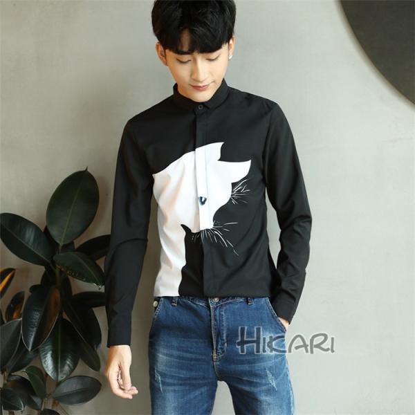 カジュアルシャツ メンズ 長袖シャツ 可愛い猫柄 配色 スリム トップス 黒 白 春物 メンズファッション Buyee Buyee 提供一站式最全面最專業現地yahoo Japan拍賣代bid代拍代購服務 Bot Online