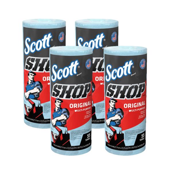 Scott (スコット) SHOP TOWELS/ショップタオル ブルーロール 55枚 4ロールセット