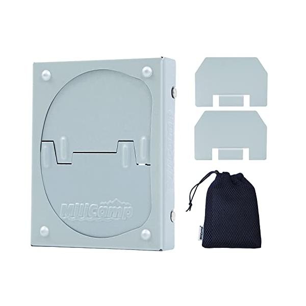 ◆商品名：MiliCamp ポケットストーブ 固形燃料ストーブ ソロキャンプミニコンロ 防災グッズ 収納袋付き 折りたたみ式 五徳 軽量 コンパクト◎ポケスト＆五徳カバー＆専用風防2枚セットとなっております。 高品質の専用収納袋も付いており...