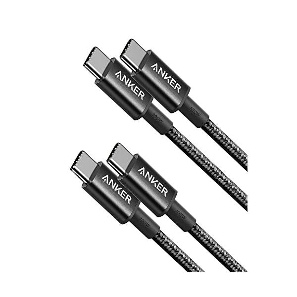 【1.0m ×2本セット】ブラック Anker 333 高耐久ナイロン USB-C & USB-C 2.0 100W ケーブル USB PD対応 Ma