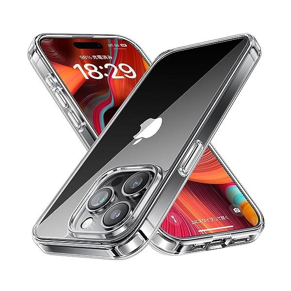 NIMASO ケース iPhone15ProMax用 クリア 保護ケース 黄変防止 耐衝撃 米軍MIL規格 SGS認証 PC背面 傷つけ防止 薄型 バ
