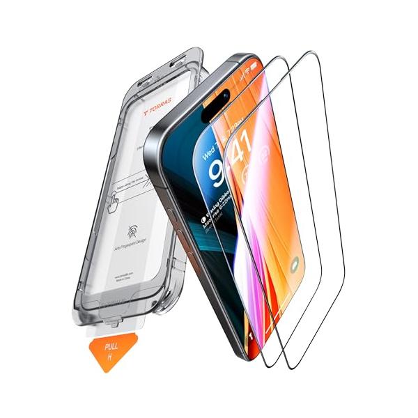 TORRAS iPhone 16 Pro 専用 ガラスフィルム 全面保護 「米軍規格・隅々