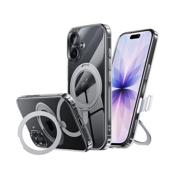 NIMASO iPhone 17 用 ケース 縦横両対応 360°回転スタンド いphone 17 対応 カバー MagSafe対応 携帯スマホケース