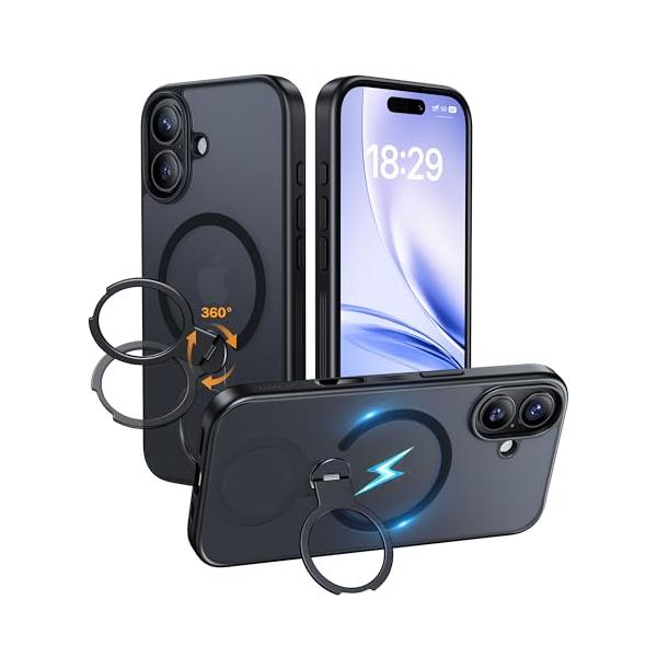 ◆商品名：NIMASO iPhone 17 ケース【米軍MIL規格 MagSafeアクセサリー対応 360°回転スタンド カメラコントロールカバー 横縦両立 指紋防止】 落下防止 耐衝撃 いphone 17 用 半透明 ワイヤレス充電対応 ...