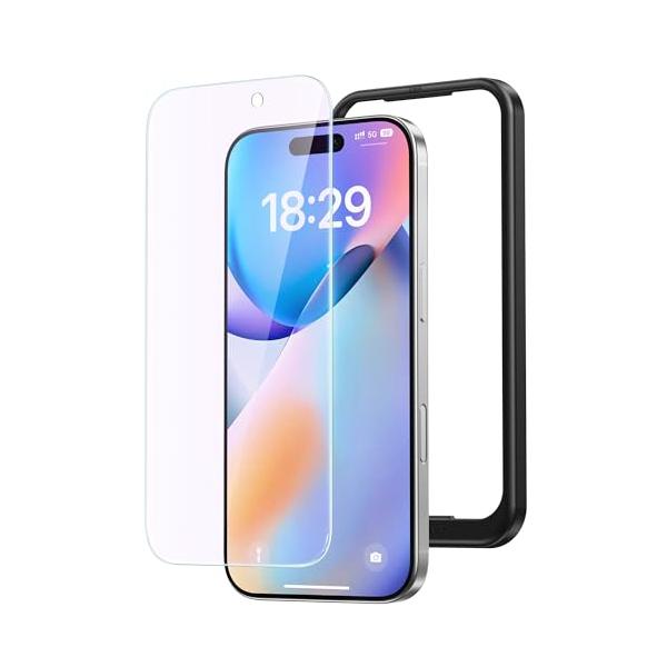 NIMASO ブルーライトカット iPhone 17 Pro Max用 ガラスフィルム 目の疲れ軽減 強化 ガラス 保護 フィルム 貼付け簡単 指紋防