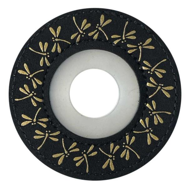 とても綺麗な印伝風紋様が入ったツバ止めゴムです。