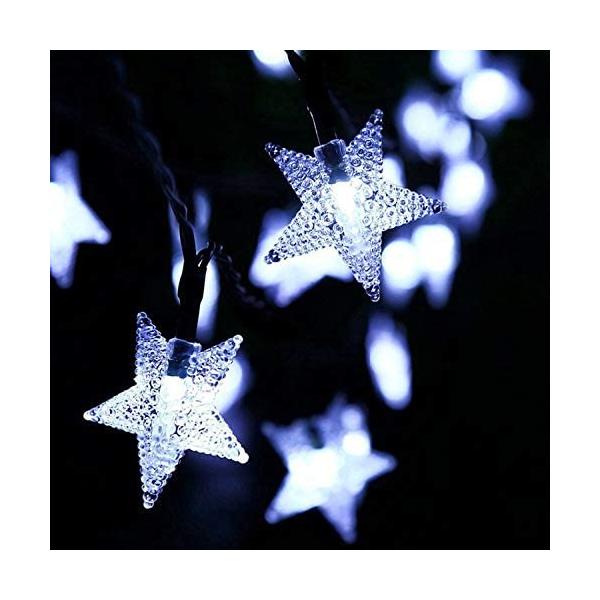 クリスマスプレゼント イルミネーション led ソーラーライト 自動点灯 光センサー 星 ガーデンライト クリスマス 6m 屋外 防水 ツリー飾り スター