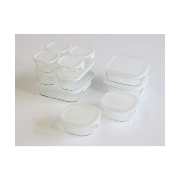 Iwaki イワキ 耐熱 ガラス 保存容器 角型 パックamp レンジ 11点セット ホワイト 0ml