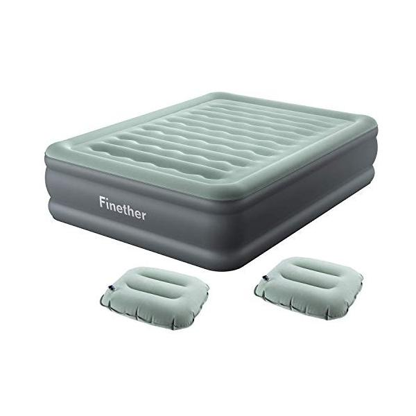 Finether エアーベッド ダブル エアマットレス キャンプ 空気ベッド 電動 エアーマット 防災 電動ポンプ内蔵