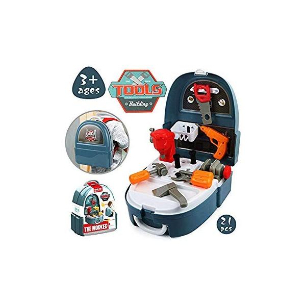 Uu 超激安特価 Toy おままごと 大工さんおままごと 大工さんセット かっこいい 工具セット 組み立て ごっこ遊び 工具収納バッグ 収納リ 工具玩具