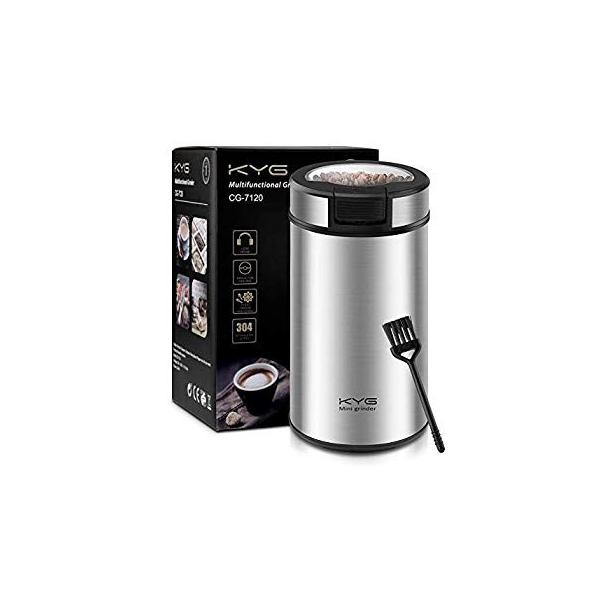 Kyg 電動コーヒーミル 電動ミル 最大容量60g 日本製 食品レベルステンレスのカッター 急速挽き 日本語説明書付き 胡椒適用 お手入れ簡単