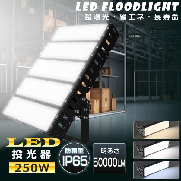 LED投光器 250W 2500W相当 50000lm IP65 防水 防塵 屋外 超爆光 高天井