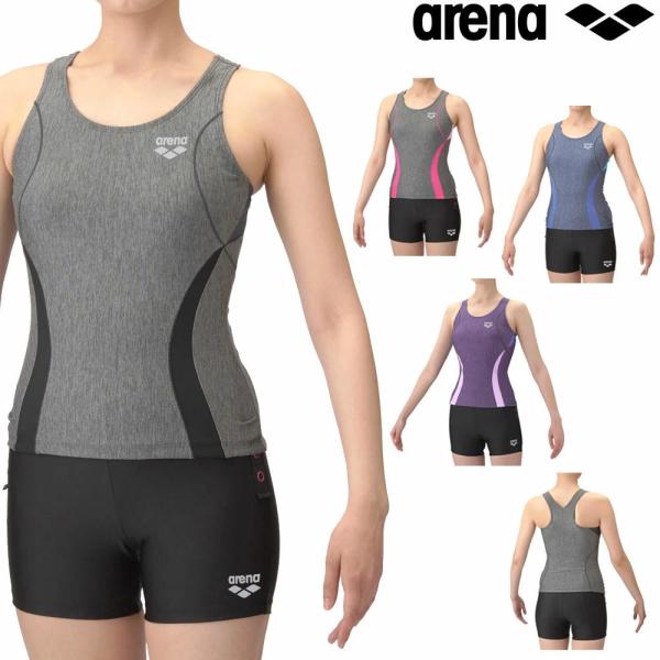 アリーナ ARENA フィットネス水着 レディース フィットネスセパレーツ Yバック ショートレッグ 差し込みパッド パッド付き モク2Way AS5SWF40L