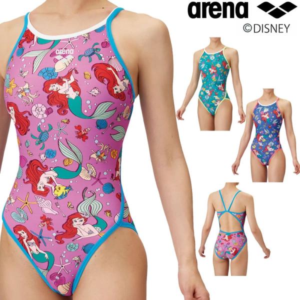 アリーナ ARENA 競泳水着 練習用水着 レディース トレーニングワンピース オープンバック ディズニー『リトル・マーメイド』"アリエル" タフスーツ タフスキンEP 競泳練習水着 2025年春夏モデル AS5SWM56L