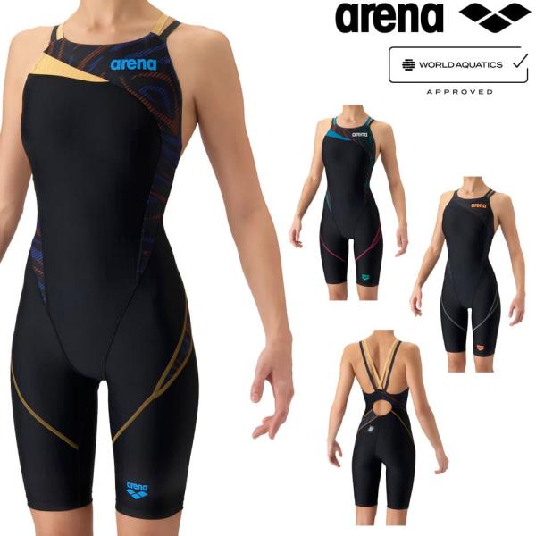 アリーナ ARENA 競泳水着 レディース WA承認 レーシングワンピーススパッツ オープンバック ハーフレッグ ダブルストラップ AQUA RACING AS6FRC75L