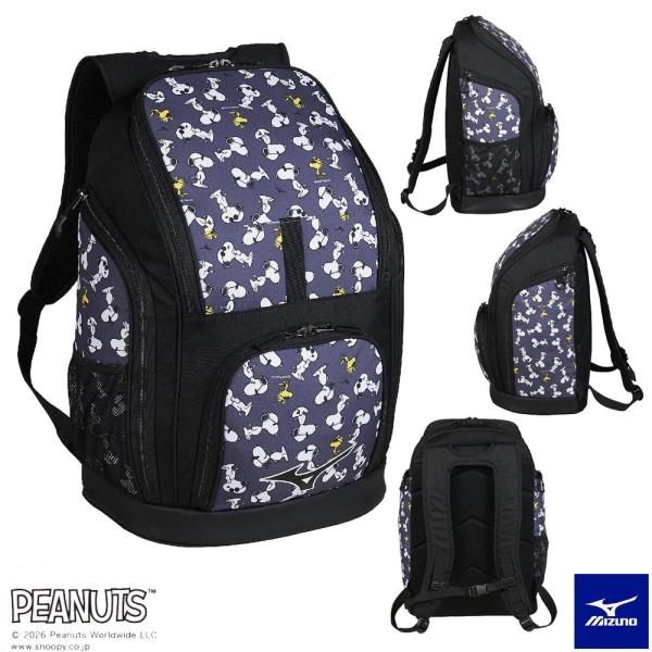 ミズノ MIZUNO 水泳 チームバッグパック35 リュック スポーツバッグ PEANUTS スヌーピー 35L 2026年春夏モデル N3JDDX11