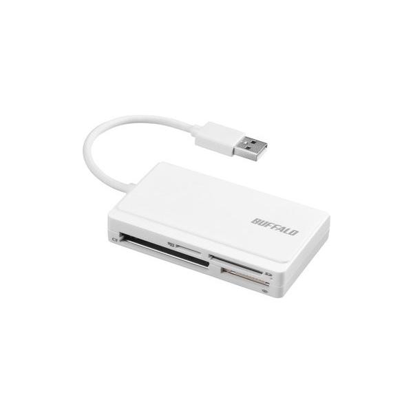 BUFFALO USB2.0マルチカードリーダー ケーブル収納 ホワイト BSCR300U2WH