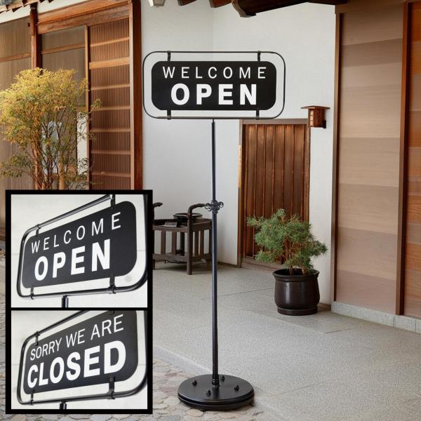 看板 インダストリアル OPEN CLOSED 開店 閉店 オープン クローズ 案内