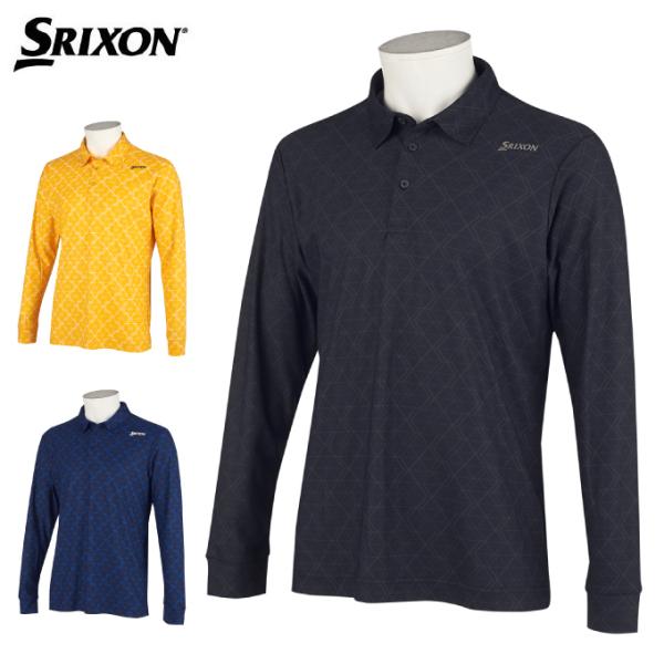 SRIXON スリクソン ゴルフウェア ポロシャツ 長袖 メンズ クロス総柄