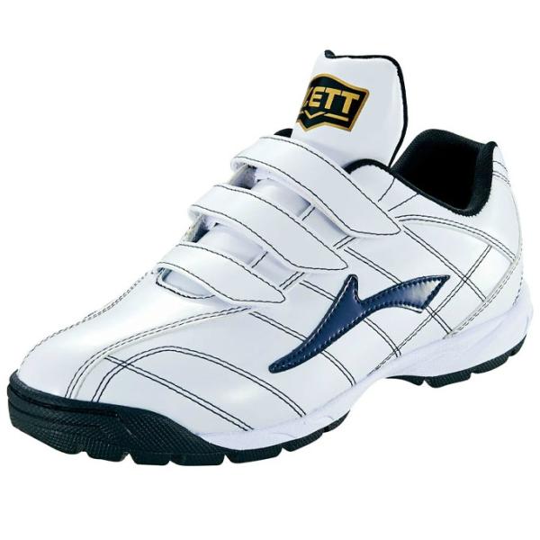 コストパフォーマンスに優れたトレーニングシューズ。安心と信頼のワイド設計(3E相応)モデル。マルチスタッドソール採用。■カラー：1129(ホワイトxネイビー)■サイズ：19.0-28.0cm■素材：アッパー本体・補強/人工皮革製(エナメル)...