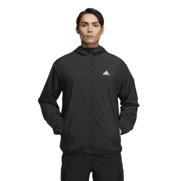 【美品】アディダス　ウィンドブレーカージャケット(M)撥水　ブラックワンポイント adidas（アディダス） ウインドブレーカー ジャケット メンズ M MH